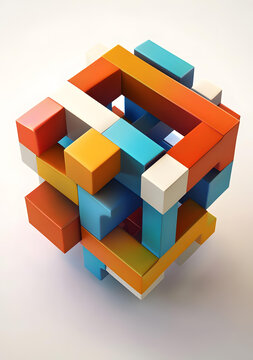 抽象彩色積木3D模型