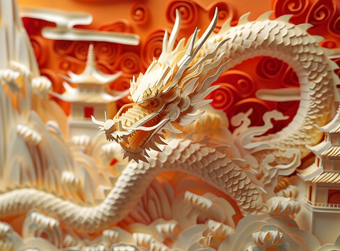 中國風剪紙龍
