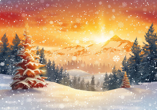冬日雪景圖