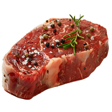 [免摳素材]新鮮生牛肉，撒上鹽和胡椒粉的牛排