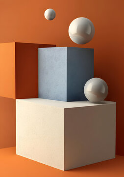 抽象幾何形狀的極簡3D