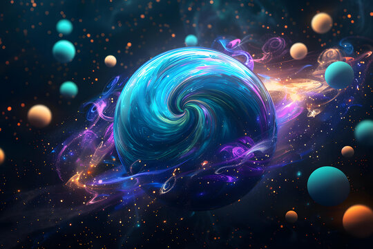 色彩斑斕的宇宙星云漩渦星球