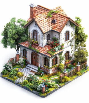 帶花園的歐式風(fēng)格房屋