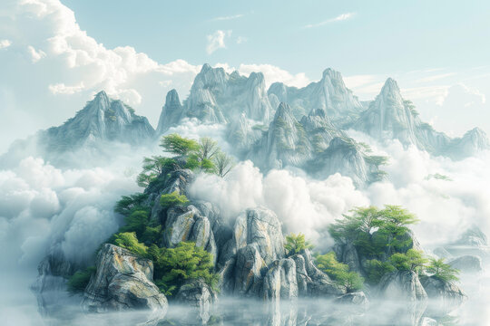 云海山峰的AI圖片