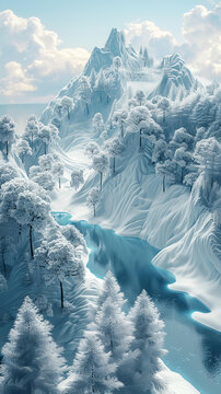 雪山冰河壯麗景色