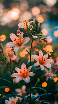 粉紅色百合花在陽(yáng)光下盛開(kāi)