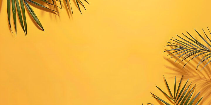 黃色背景上的簡(jiǎn)約棕櫚葉