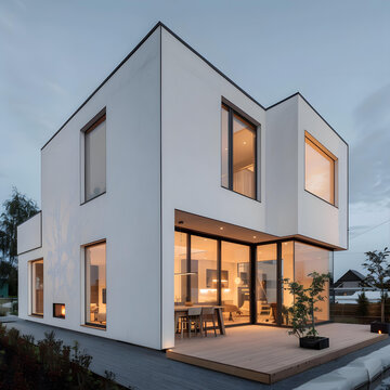 現(xiàn)代簡約風(fēng)格白色住宅建筑