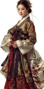 身穿韓國傳統(tǒng)服飾的美麗年輕女子