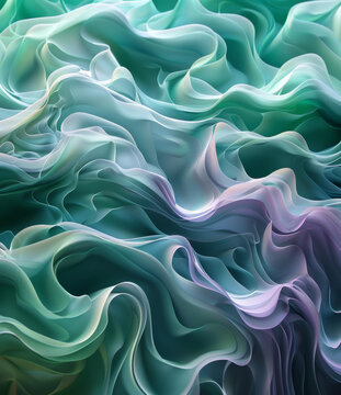 碧綠紫色的波浪抽象背景