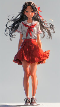 穿水手服的長發(fā)美少女