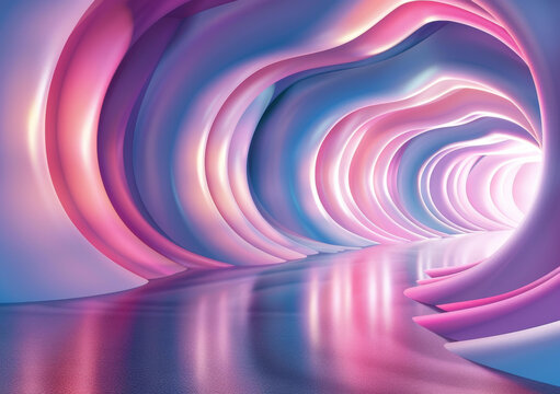 粉紫色的波浪狀隧道