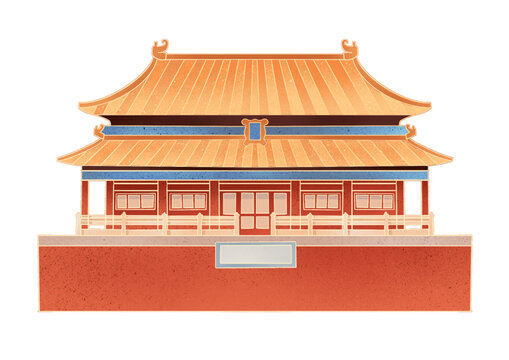 北京地標(biāo)故宮博物館插畫