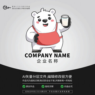 卡通北極熊白熊動(dòng)物形象LOGO