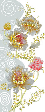工藝玻璃屏風(fēng)裝飾畫(huà)牡丹
