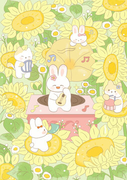 向日葵花園里的演奏家