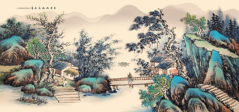 仿古山水畫
