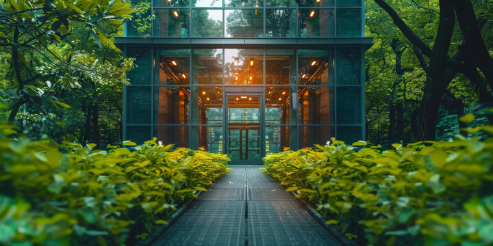 玻璃建筑與自然融合