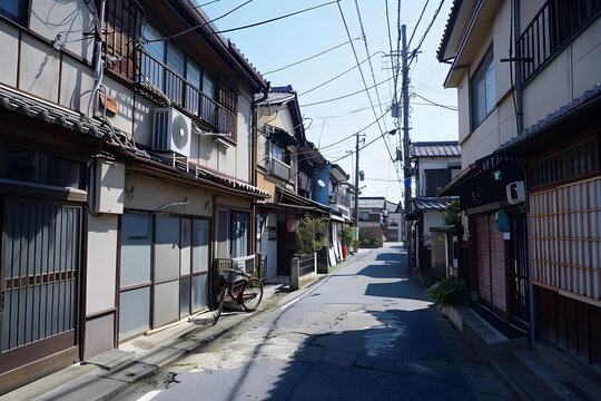 日本街道上的日式房屋