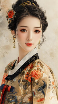 身著傳統(tǒng)韓服的美麗韓國女人