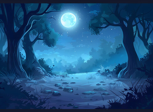 月光森林夜晚景色