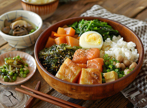 日式三文魚蔬菜蓋飯