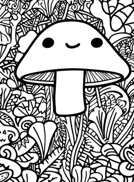 可愛卡通蘑菇涂鴉風(fēng)格