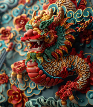 浮雕龍的AI圖片