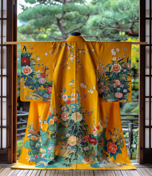 一件帶花卉圖案的和服