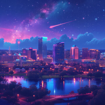 夜空流星劃過奧蘭多市中心