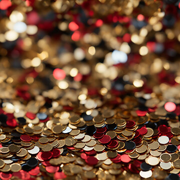 金色紅色和黑色圓形亮片