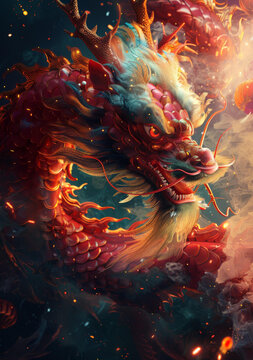 金碧輝煌的巨龍昂首怒目威風(fēng)凜凜