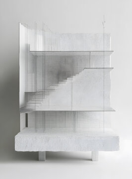 建筑樓梯模型的線框圖