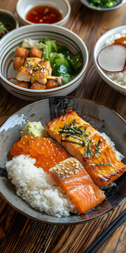 烤三文魚飯碗配鱷梨和魚子醬
