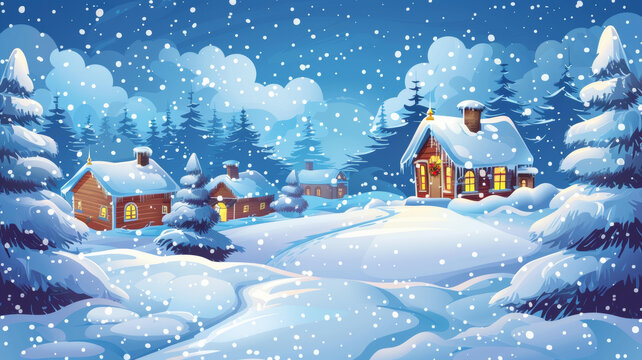 雪夜小屋的AI圖片