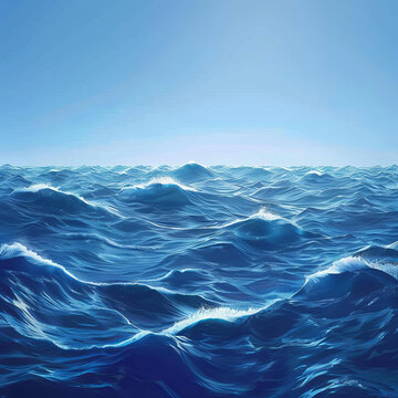 深邃的蔚藍海洋與波濤洶湧的海面