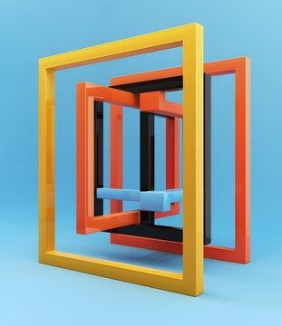抽象彩色3D交錯框架