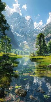 山川樹林的AI圖片