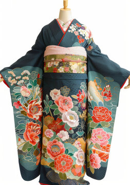 一件帶花卉圖案的和服