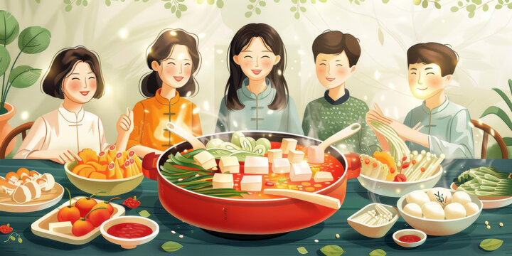 圍爐火鍋，家人團(tuán)聚