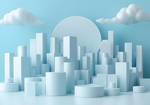 藍色簡約3D城市