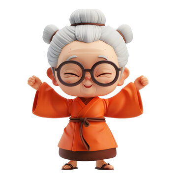 [免摳素材]慈祥的卡通中國(guó)老奶奶