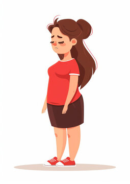 悲傷的胖女人插圖