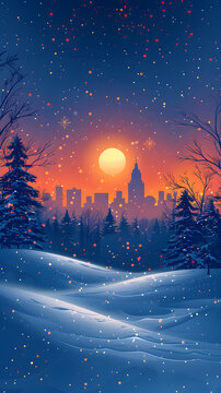 冬夜都市雪景