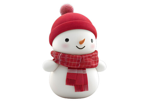 [免摳素材]戴紅帽子和圍巾的可愛雪人