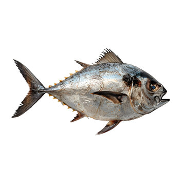 [免摳素材]白色背景上的新鮮整條黃鰭金槍魚