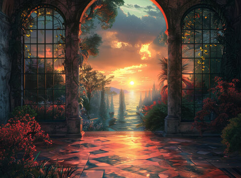 夕陽(yáng)湖畔的奇幻景觀