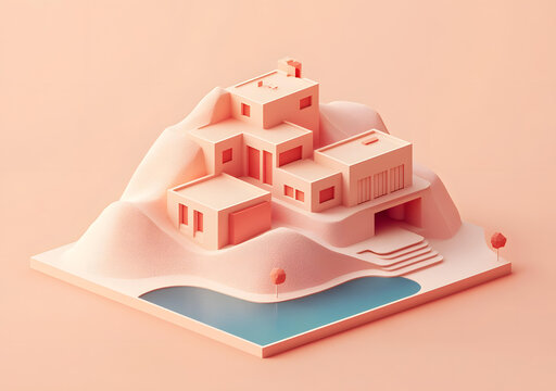 極簡3D房屋模型, 山頂泳池