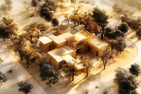 沙漠現(xiàn)代建筑設(shè)計(jì) 住宅 庭院 樹木