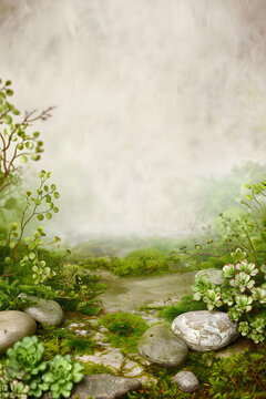 青苔石頭背景圖
